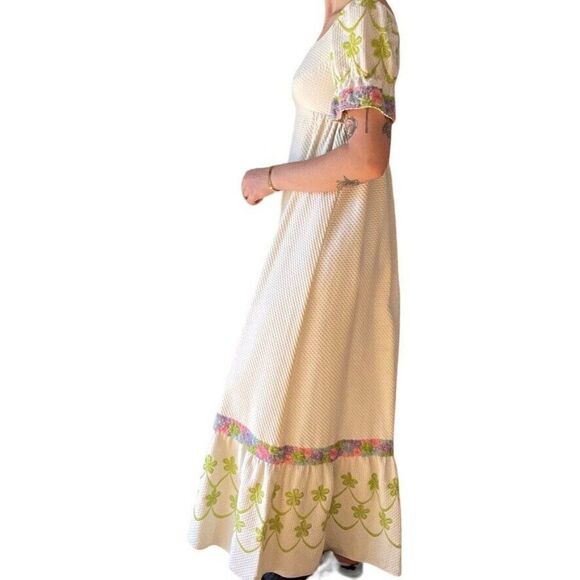 Vintage 60s Priscilla of Boston Floral Empire Waist Cottagecore Maxi Dress Sz M - Picture 5 of 9
